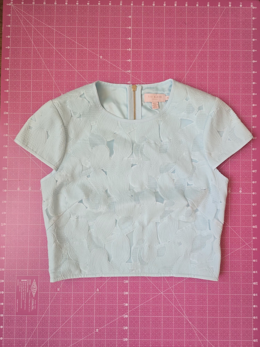 Ted Baker Light Blue Textured Crop Top US 2